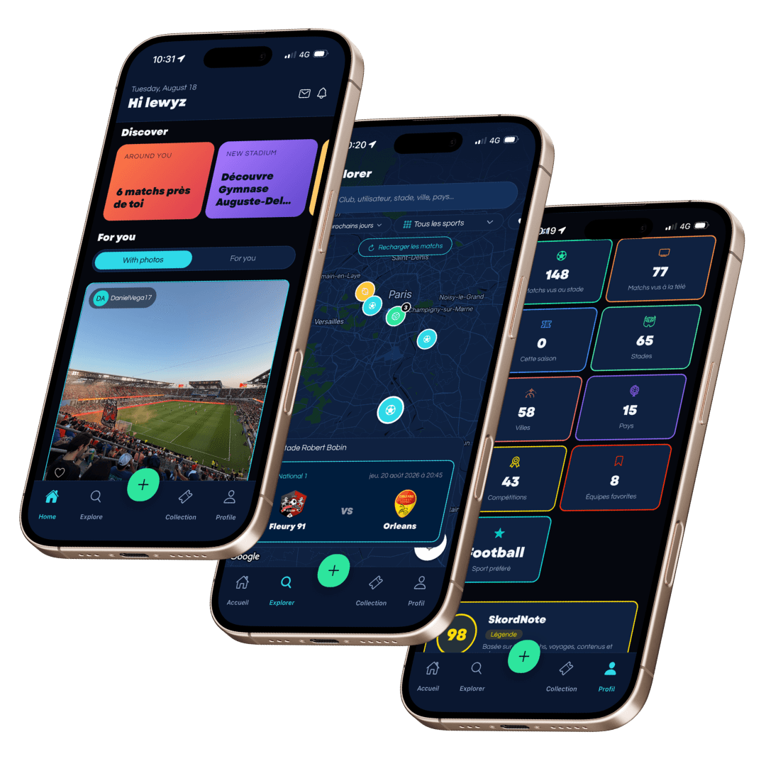 L'application Skord : fil d'actualité, carte des matchs à proximité et statistiques de supporter